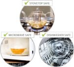 Glass Teapot Set with 4 Double Wall Teacups & Removable Stainless Steel Infuser - Microwave Dishwasher Safe Clear Blooming Loose Leaf Teas, Tea Maker Gift - Image 4