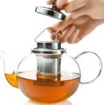 Glass Teapot Set with 4 Double Wall Teacups & Removable Stainless Steel Infuser - Microwave Dishwasher Safe Clear Blooming Loose Leaf Teas, Tea Maker Gift - Image 6