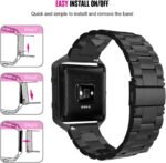 Metal Bands Compatible with Fitbit Blaze Large,Frame Housing+Stainless Steel Bracelet Replacement Accessory Strap Watch Band for Smart Fitness Watch (Black Steel+Frame) - Image 5
