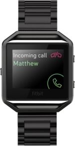 Metal Bands Compatible with Fitbit Blaze Large,Frame Housing+Stainless Steel Bracelet Replacement Accessory Strap Watch Band for Smart Fitness Watch (Black Steel+Frame) - Image 7