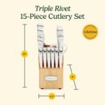Cuisinart 15-Piece Knife Set with Block, High Carbon Stainless Steel, Forged Triple Rivet, White, C77WTR-15P - Image 5