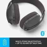 Logitech Zone Vibe 100 Lightweight Wireless Over Ear Headphones with Noise Canceling Microphone, Works with Teams, Mac/PC - Graphite (Renewed) - Image 5