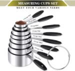 Measuring Cups & Spoons Set of 16, BOBIPRO Stainless Steel 8 Nesting Measure Cups Set & 7 double-sided Magnetic Measuring Spoons Set & 1 Leveler for Dry and Liquid Ingredient - Image 3