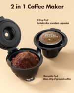 Kismile Single Serve Coffee Maker, 2 in 1 Pod Coffee Maker Machine for K-Cup & Ground, 6 to 14oz Brew Sizes, 40oz Removable Water Reservoir, LCD Screen, Self-cleaning, Black - Image 3
