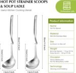 Patelai Hot Pot Slotted Ladle Set Stainless Steel Soup Ladle Strainer Scoops Cooking Skimmer Cookware Utensil for Hotpot Scooping Sauce Serving, 12 Inch(4 Pcs,Silver) - Image 3