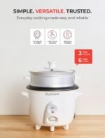 CUCKOO One Touch Rice Cooker 3-Cup (Uncooked) / 6-Cup (Cooked), Mini Rice Cooker & Warmer with Steamer Tray, Versatile Grain Cooker, Soup Maker, Auto Keep Warm, White (CR-0301C) - Image 3