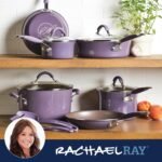 Rachael Ray Cucina Nonstick Cookware Pots and Pans Set, 12 Piece, Lavender Purple - Image 4