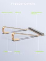 Aluminum Laptop Stand, Notebook Stand with Wrist Rest, Ergonomic Detachable Laptop Mount, Computer Stand Compatible with 10-17'' All Laptops Such as MacBook Air Pro/HP/Dell/Lenovo, Gold - Image 6