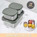 3 CUP+1 CUP Stainless Steel Lunch Snack Containers Set | Leak Proof 304 Stainless Steel Food Containers with Silicone Lids - Perfect Metal Lunch Box for School and Daycare (25oz+8oz*2) - Image 4