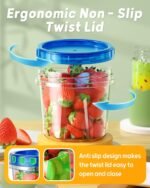 6 Pack-24 oz Freezer Storage Containers, Plastic Food Storage Containers with Twist Top Lids, BPA Free and Reusable Soup Containers with Lids, Leakproof/Microwave/Dishwasher Safe - Image 4
