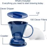 Clever Coffee Dripper and Filters, Large 18 oz (Royal Blue)| Barista's Choice| Safe BPA Free Plastic|Includes 100 Filters - Image 3
