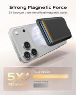 Magnetic Mag-safe Wallet Cell Phone Card Holder for Phone Case with Mag-Safe, Stronger Magnetic RFID Leather Phone Wallet Stick on for iPhone 17/16/15/14/13/12 Series, Black Color - Image 3