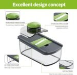 Cambom Mandoline Slicer Vegetable Slicer With 2 L Container for Potatoes, Tomatoes, Cucumbers, Carrots With 10 Blades White - Image 4