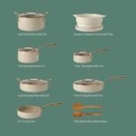 Bloomhouse - Two Time Oprah's Favorite Things Winner - 15 Piece Pots and Pans Heavy Duty Aluminum Premium PFA Free Ceramic Nonstick Cookware Set - Almond Cream w/Gold Handle - Image 4