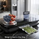 Food Vacuum Sealer Machine, 90KPA with Kitchen Scale, One-Touch Automatic, Multiple Modes​​, with 10 Sealer Bags and 1 Roll, Built-in Cutter, Black - Image 3