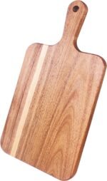 ZeQi Acacia Wood Cutting Board with Handle 13.7''X7'' / Charcuterie Board/Serving Board/Cheese, Bread, Vegetables & Fruits Serving Board (Rectangular) - Image 4
