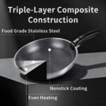 3-Piece Stainless Steel Frying Pan Set with Detachable Handle, Nonstick Omelet Pans, Multiple Sizes Skillet for Cooking, Dishwasher Safe (Size 10,11,12.5 inch) - Image 5