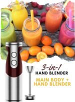 MegaWise Pro Titanium Reinforced 3-in-1 Immersion Corded Hand Blender, Powerful MOTOR with 80% Sharper Blades, 12-Speed Corded Blender, IncludingWhisk and Milk Frother (3-in 1 Red) - Image 4
