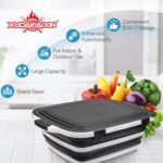 Collapsible BBQ Prep Tub for Meal Prep, Marinating, and Food Storage - Includes Cutting Board and Locking Lid,Ideal Gifts for Christmas,Dad,mother (X-Large) Black - Image 4