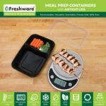 Freshware Meal Prep Containers [15 Pack] 2 Compartment with Lids, Food Storage Containers, Bento Box, BPA Free, Stackable, Microwave/Dishwasher/Freezer Safe (28 oz) - Image 3