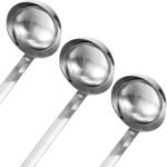 meekoo 3 Pieces Stainless Steel Ladle Soup Handle Ladle with Pouring Rim for Kitchen Cooking Soup Sauce (4 oz) - Image 4