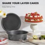HONGBAKE Round Cake Pan Set for Baking, 8 Inch, Nonstick Deeper Circle Cake Pans with Wider Grips, 2 Pieces Layer Cake Tin, Cheesecake Mold, Huty Duty, Dishwasher Safe - Grey - Image 3