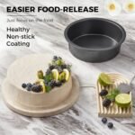 HONGBAKE Round Cake Pan Set for Baking, 8 Inch, Nonstick Deeper Circle Cake Pans with Wider Grips, 2 Pieces Layer Cake Tin, Cheesecake Mold, Huty Duty, Dishwasher Safe - Grey - Image 4