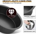 HONGBAKE Round Cake Pan Set for Baking, 8 Inch, Nonstick Deeper Circle Cake Pans with Wider Grips, 2 Pieces Layer Cake Tin, Cheesecake Mold, Huty Duty, Dishwasher Safe - Grey - Image 5