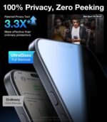 UltraGlass TOP 9H+ Armor for iPhone 15 Pro Privacy Screen Protector [NO.1 Military Grade Shatterproof] Screen Protector 15 Pro Tempered Glass [100% Anti-Spy] Longest Durable, 2 Pack - Image 4