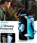 UltraGlass TOP 9H+ Armor for iPhone 15 Pro Privacy Screen Protector [NO.1 Military Grade Shatterproof] Screen Protector 15 Pro Tempered Glass [100% Anti-Spy] Longest Durable, 2 Pack - Image 6
