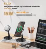 Magnetic Wireless Charger iPhone Stand 15W Fast Mag-Safe Charger for iPhone 17/17 Pro/17 Air/17 Pro Max 16/15/14/13/12 Series Apple Magnet Wireless Charging Station/Pad for AirPods - Image 3