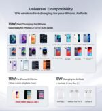 Magnetic Wireless Charger iPhone Stand 15W Fast Mag-Safe Charger for iPhone 17/17 Pro/17 Air/17 Pro Max 16/15/14/13/12 Series Apple Magnet Wireless Charging Station/Pad for AirPods - Image 4