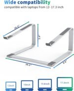 SOUNDANCE Laptop Stand for Desk, Metal Computer Riser, Heavy Stable PC Holder, Ergonomic Laptops Elevator for 12 to 17.3 Inches Notebook Computer, Silver - Image 3