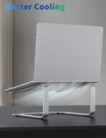SOUNDANCE Laptop Stand for Desk, Metal Computer Riser, Heavy Stable PC Holder, Ergonomic Laptops Elevator for 12 to 17.3 Inches Notebook Computer, Silver - Image 4