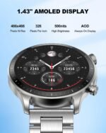 RIVERSONG Smart Watch for Men, 1.43" AMOLED Display with Bluetooth Calling, Heart Rate, Sleep, and SpO2 Monitor, 100+ Sports Modes, for iPhone/Android, Titanium Silver - Image 3