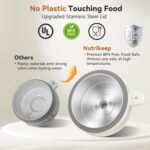 Upgraded 8-in-1 Nut Milk Maker Machine with Stainless Steel Lid, 40oz Soy Milk Maker for Almond, Oat, Coconut, Juice, Plant Based Milk Maker Blender with 18H Delay/Keep Warm/Self Cleaning - Image 3