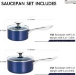 MICHELANGELO Saucepan Set, 1Qt & 2Qt Ceramic Sauce Pan with Lid, Nonstick Saucepans with Lids, Small Pot with Stainless Steel Handle, Oven Safe, Blue - Image 4