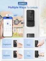 Keyless Entry Door Lock with Handle, APP Control Smart Front Lock Set, Keypad Door Lock with Handle, Keypad Deadbolt Auto Lock, Easy to Install, Bluetooth, Black - Image 3