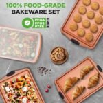 NutriChef 5‑Piece Non‑Stick Bakeware Set – Premium Carbon Steel Baking Pans Set with Silicone Handles, Stackable Oven Pan Set for Cookies, Sheet Cakes, & Roasting - Image 5