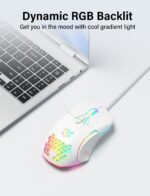 Wired USB Mouse, Computer Mouse with RGB Lighting, 4 Adjustable DPI, Ergonomic Optical Office Mouse, 7 Buttons Corded Mice for Window/PC/Laptop/Desktop/Mac/Chromebook, White - Image 3
