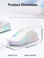 Wired USB Mouse, Computer Mouse with RGB Lighting, 4 Adjustable DPI, Ergonomic Optical Office Mouse, 7 Buttons Corded Mice for Window/PC/Laptop/Desktop/Mac/Chromebook, White - Image 5