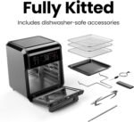 CHEFMAN ExacTemp™ 12 Quart 5-in-1 Air Fryer with Integrated Smart Cooking Thermometer, 28 Touchscreen Presets, Rotisserie, Dehydrator, Bake, XL Convection Oven with Auto Shutoff, Black - Image 5