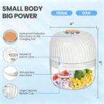 Electric Garlic Chopper, Mini Portable Veggie Chopper, 250ML Garlic Grinder Masher Onion Grinder, Blender to Vegetable, Wireless Food Processor for Ginger, Chili, Fruit, Meat, etc - Image 3