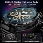 Smart Watches for Men GPS, Pressure,Altitude,Compass, 480mAh Extra-Large Battery, 50M Waterproof, Full Metal Body Rugged Smartwatch, Answer/Make Call,1.43" AMOLED Display (Black) - Image 5