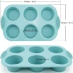 Silicone Muffin Pan - 6-Cavity Nonstick Baking Tray for Muffins, Cupcakes, Brownies and More - Food Grade and BPA Free - Pack of 3 Colors (Gray, Orange, Peacock Blue) - Image 3