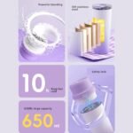 Stainless Steel Blender Cup, 650ml Portable USB Rechargeable Cordless Electric Juicer Blender, for Shakes Ice and Frozen Fruit - Image 8