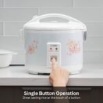 Tiger JNP-0550-LF 3 Cup Capacity White Rice Cooker with Non-Stick Inner Pot, Retractable Power Cord, and Keep Warm up to 12 hours (Flower) - Image 3