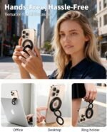 Magnetic Phone Ring MagSafe Phone Grip, Magnetic Cell Phone Stand Holder Finger Ring [Super Magnet] [360° Rotation] [Double Bracket] - Black 2025 New - Image 5