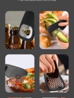 6 Pcs Kitchen Gadgets Set - Cheese Grater, Bottle Opener, Fruit Vegetable Peeler, Pizza Cutter, Garlic Ginger Grinder, Herb Stripper - Image 4
