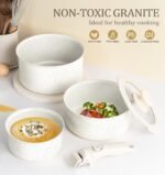 MICHELANGELO Sauce Pan Set, Nonstick 1Qt & 2 Qt & 3Qt Pots with Removable Handles, Non Toxic Saucepan Set with Detachable Handle, Stackable Pot Set for RV Camping, Oven Safe - 6 Piece - Image 4